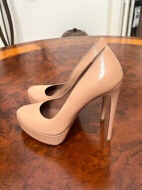 Alaia Leather Camel Beige Platform Heels Pumps Size 38